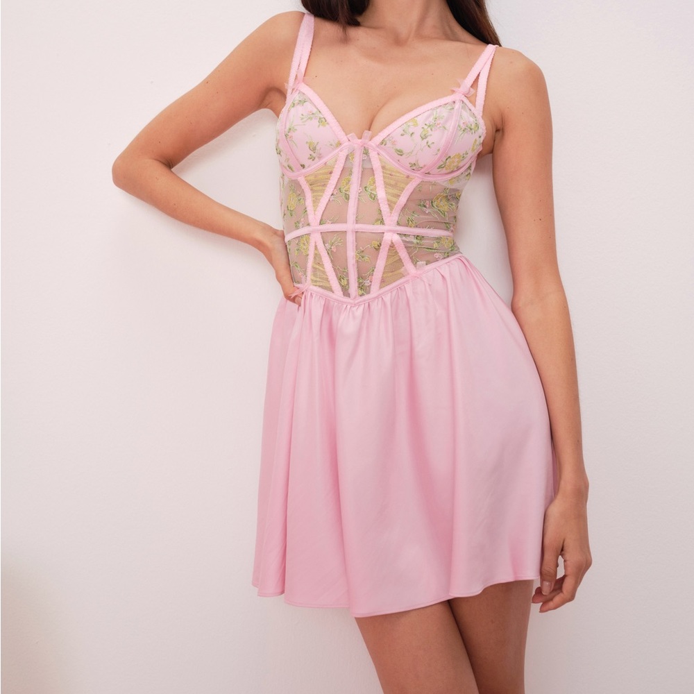 For love and lemons pink dress lace floral in collaboration w Victoria’s Secret